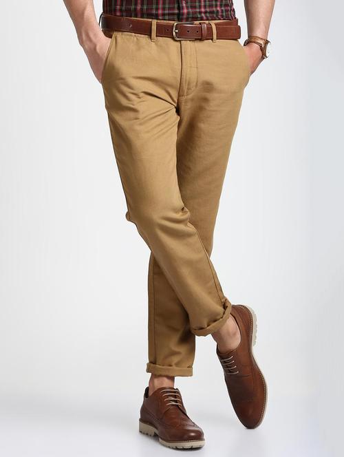 brown cotton blend chinos - 15727666 - Standard Image - 1