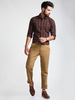 brown cotton blend chinos - 15727666 - Standard Image - 4