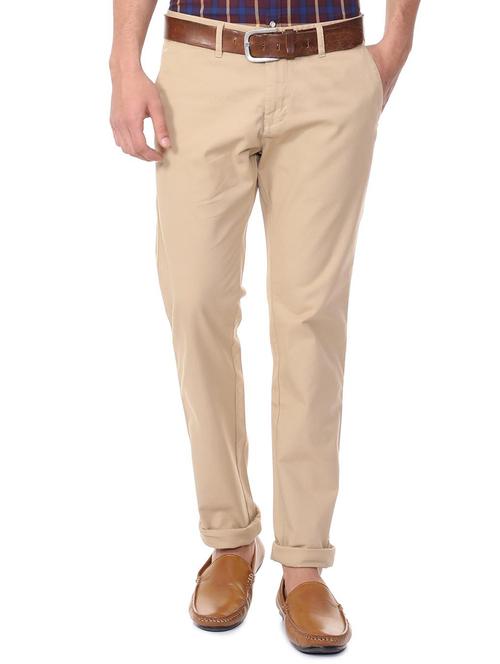 beige cotton blend chinos - 15727672 - Standard Image - 1