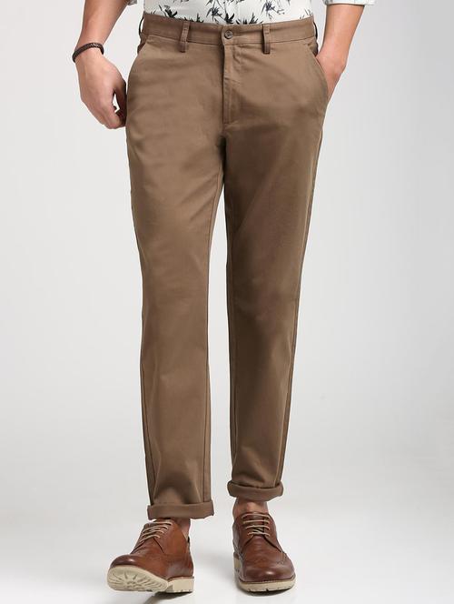 brown cotton blend chinos - 15727695 - Standard Image - 1