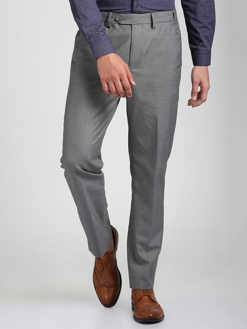 grey polyester blend flat front trousers formal - 15727699 - Standard Image - 1