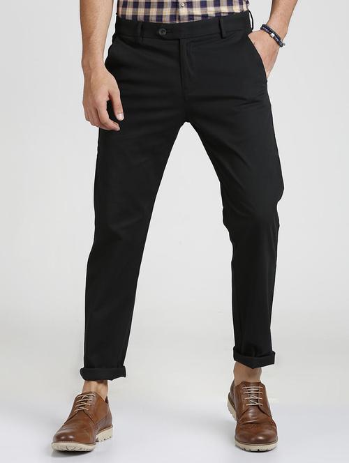 black cotton blend chinos - 15727701 - Standard Image - 1