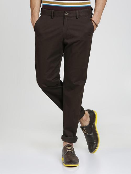 brown cotton blend chinos - 15727702 - Standard Image - 1
