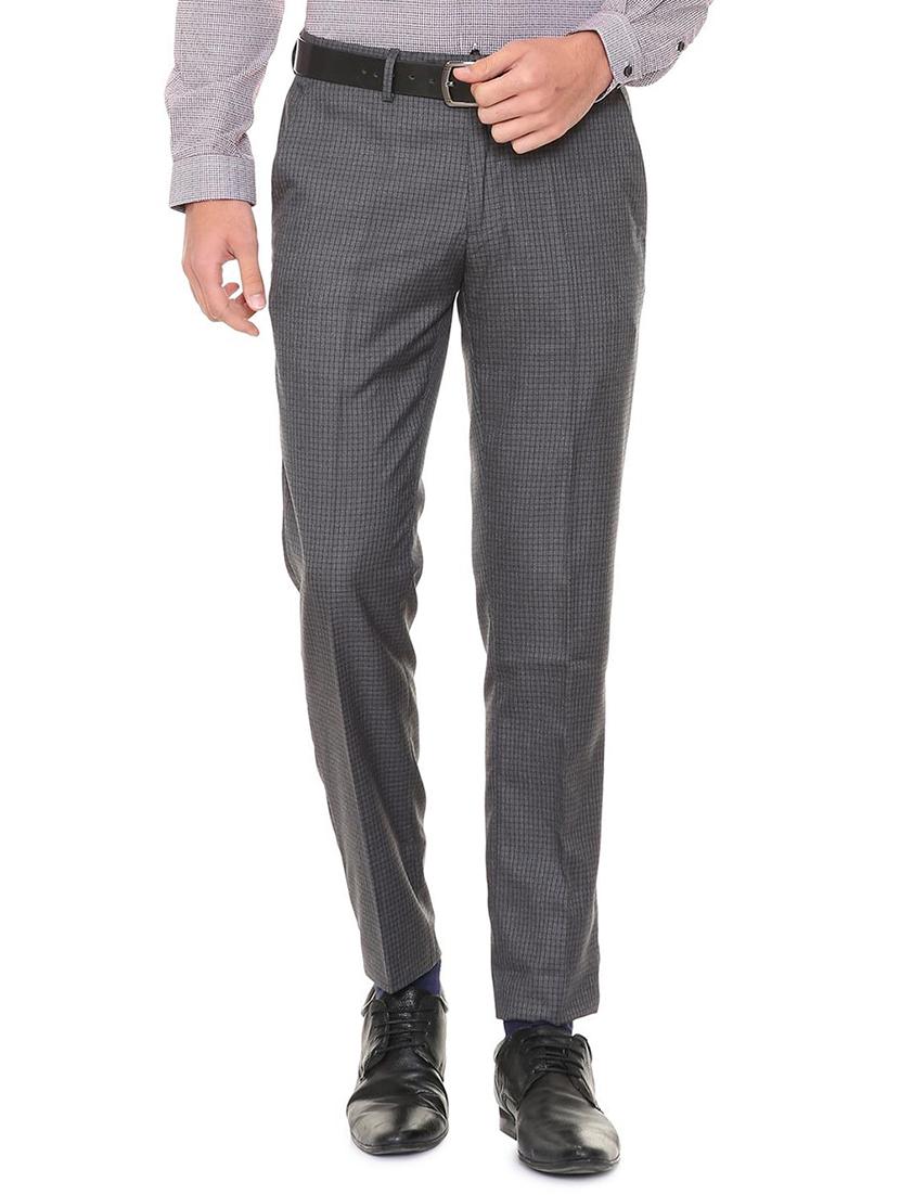 grey polyester blend flat front trousers formal - 15727705 - Zoom Image - 1