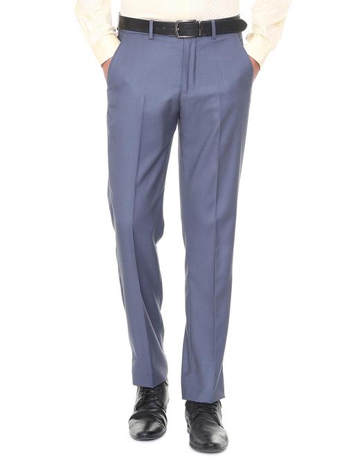 blue terry rayon flat front formal trouser - 15727731 - Standard Image - 1