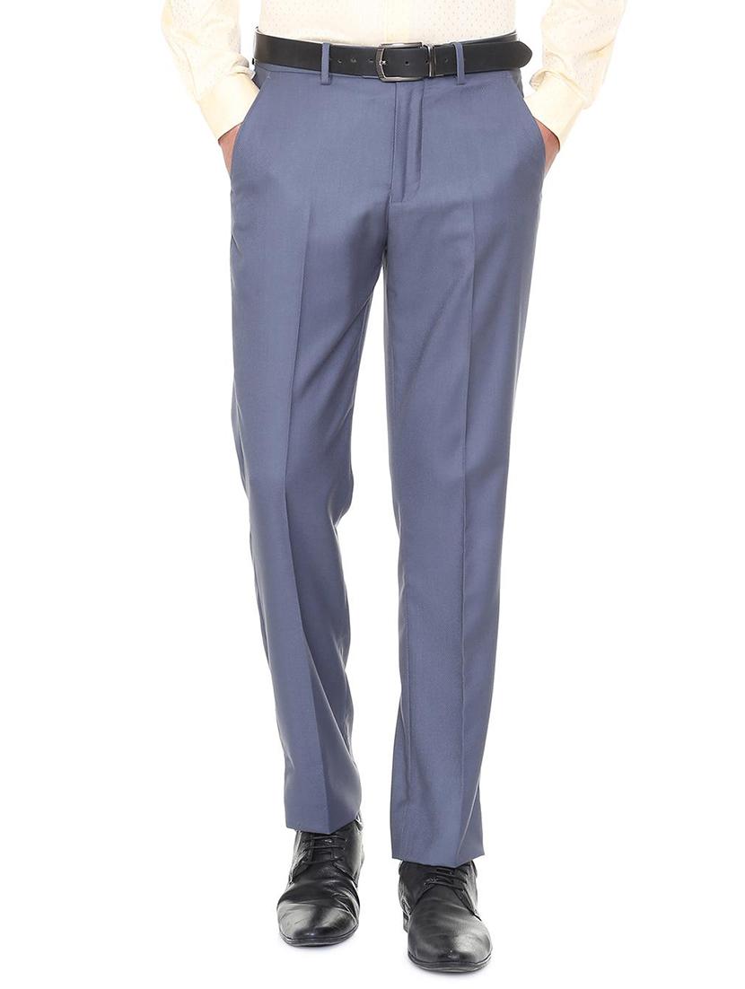 blue terry rayon flat front formal trouser - 15727731 - Zoom Image - 1