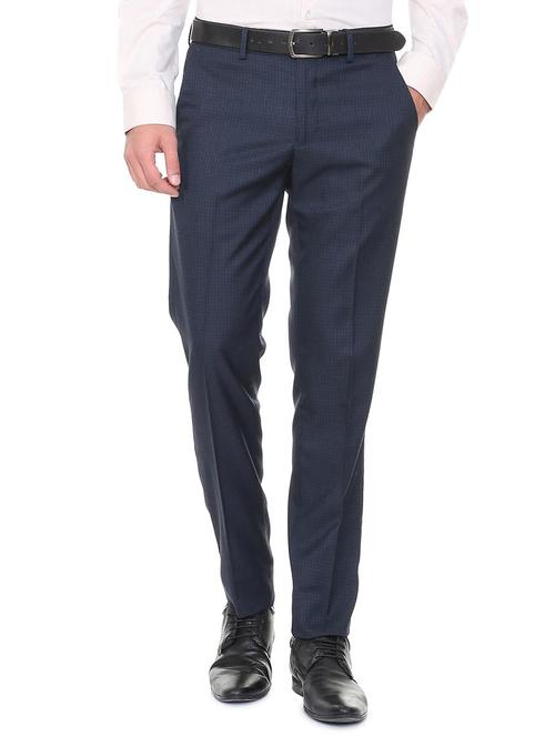 blue terry rayon flat front formal trouser - 15727735 - Standard Image - 1