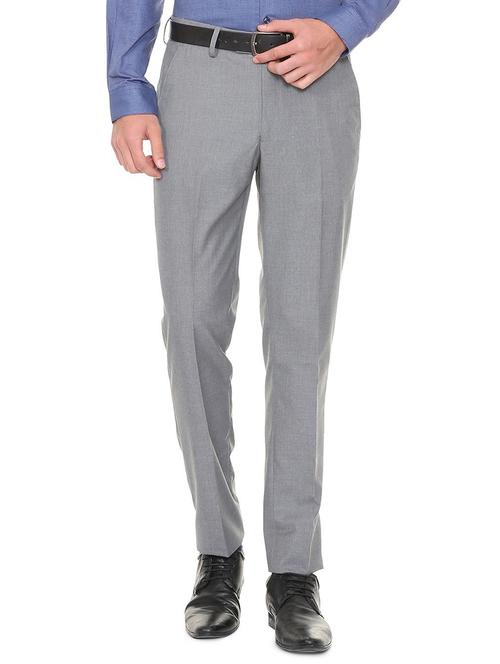 grey polyester blend flat front formal trouser - 15727736 - Standard Image - 1