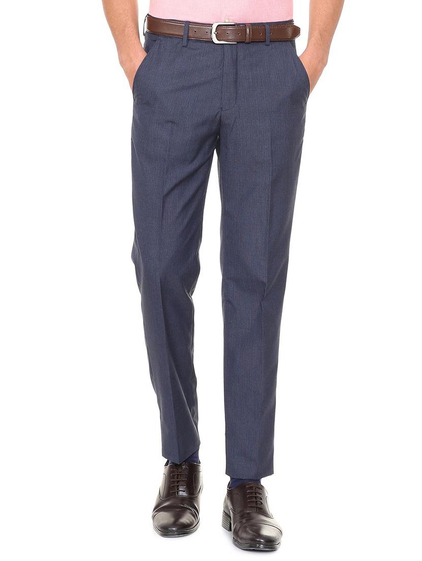 blue polyester blend flat front formal trouser - 15727737 - Zoom Image - 1
