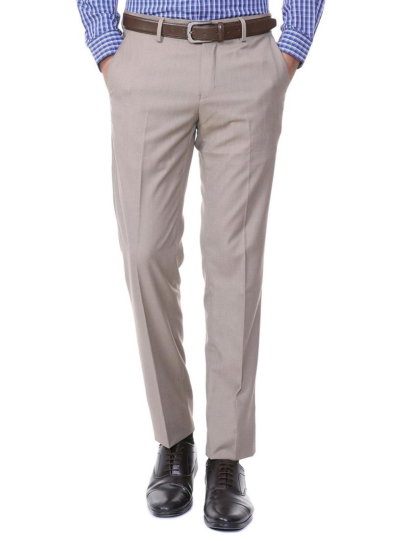 beige polyester blend flat front formal trouser - 15727752 - Zoom Image - 1