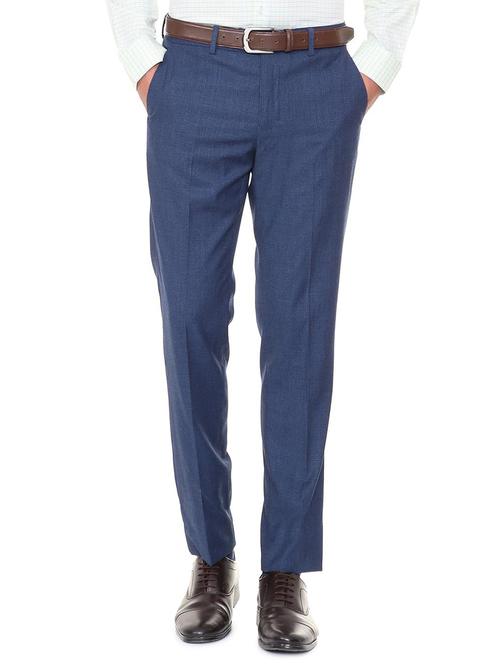 blue terry rayon flat front formal trouser - 15727772 - Standard Image - 1