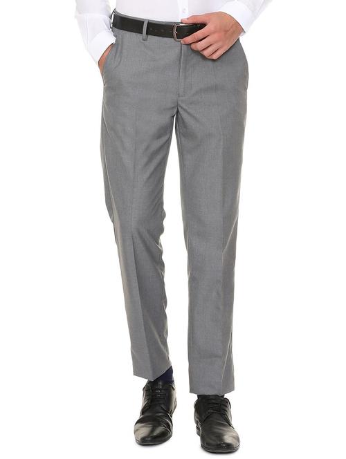 grey polyester blend flat front formal trouser - 15727773 - Standard Image - 1
