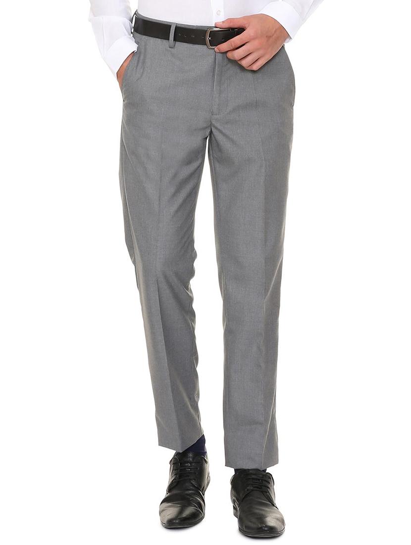 grey polyester blend flat front formal trouser - 15727773 - Zoom Image - 1