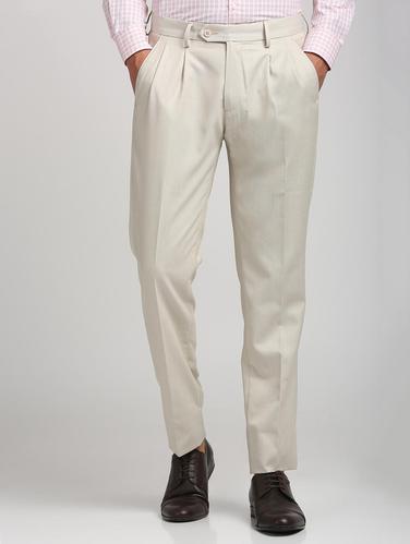 beige polyester blend pleated formal trouser - 15727784 - Very Small Image - 1