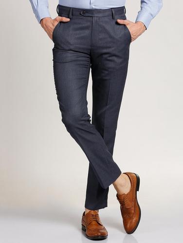 blue polyester blend flat front formal trouser - 15727787 - Very Small Image - 1