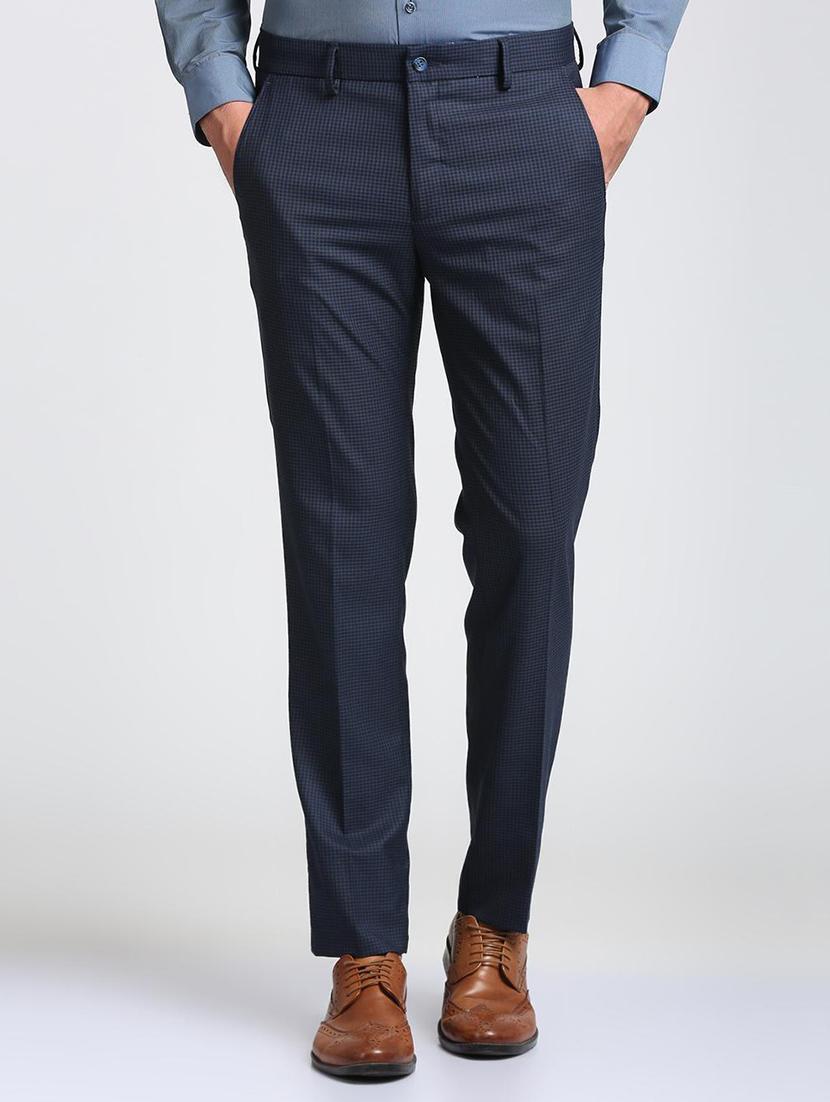 blue polyester blend flat front formal trouser - 15727791 - Zoom Image - 1
