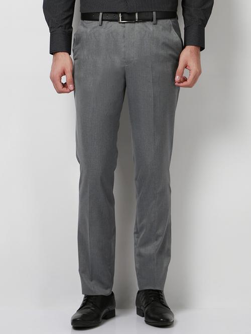 grey polyester blend flat front formal trouser - 15727793 - Standard Image - 1