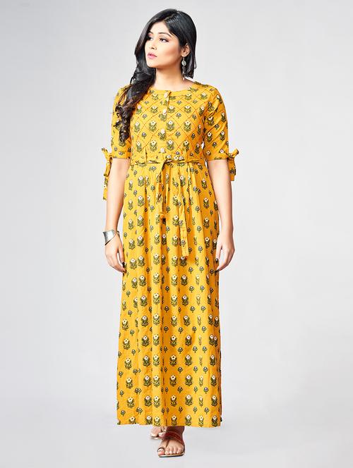 Printed a-line ethnic dress - 15727824 - Standard Image - 1