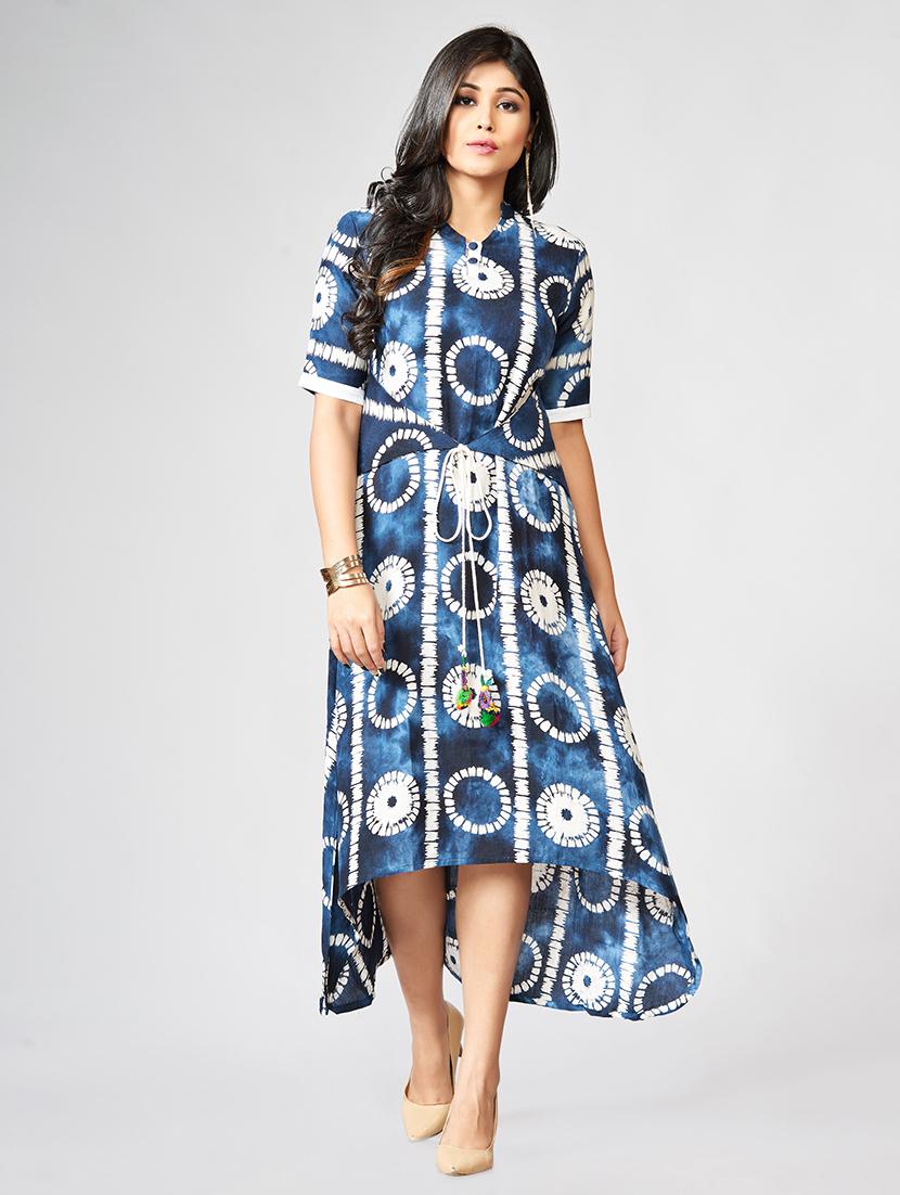 Printed asymmetric ethnic dress - 15727825 - Zoom Image - 1