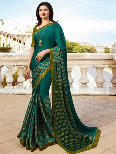 lace border floral printed saree with blouse - 15727831 - Very Small Image - 1