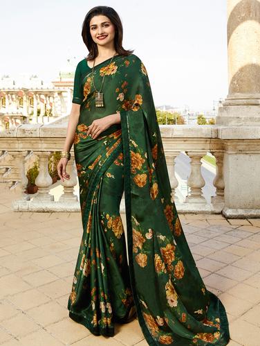 lace border floral printed saree with blouse - 15727835 - Very Small Image - 1