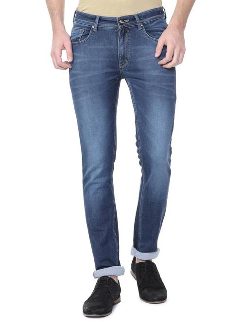 blue cotton blend washed jeans - 15728249 - Standard Image - 1