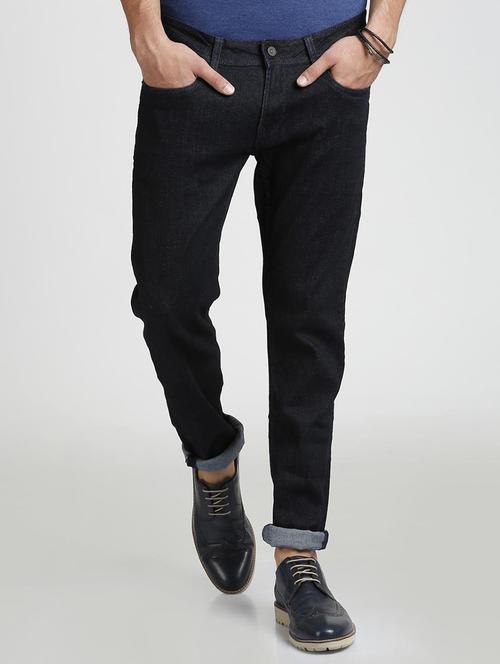 blue cotton blend plain jeans - 15728251 - Standard Image - 1