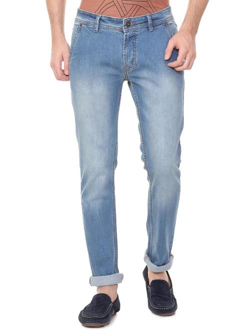 blue cotton blend washed jeans - 15728260 - Standard Image - 1