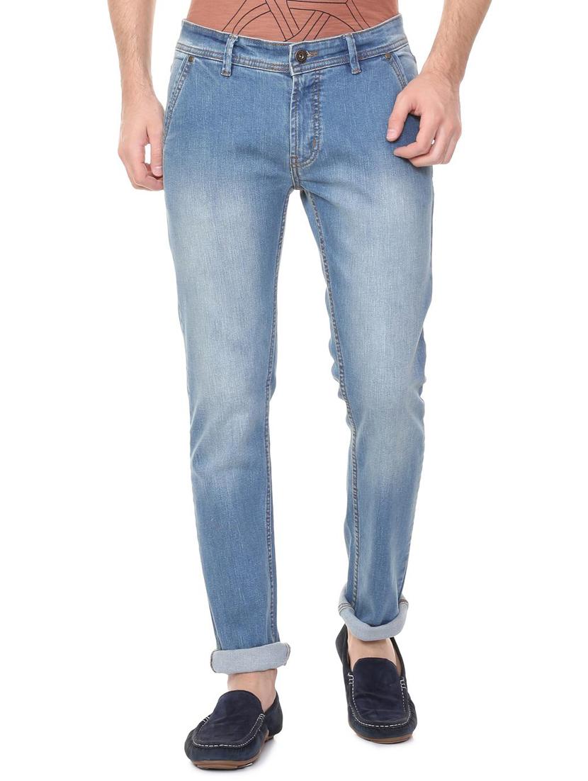 blue cotton blend washed jeans - 15728260 - Zoom Image - 1