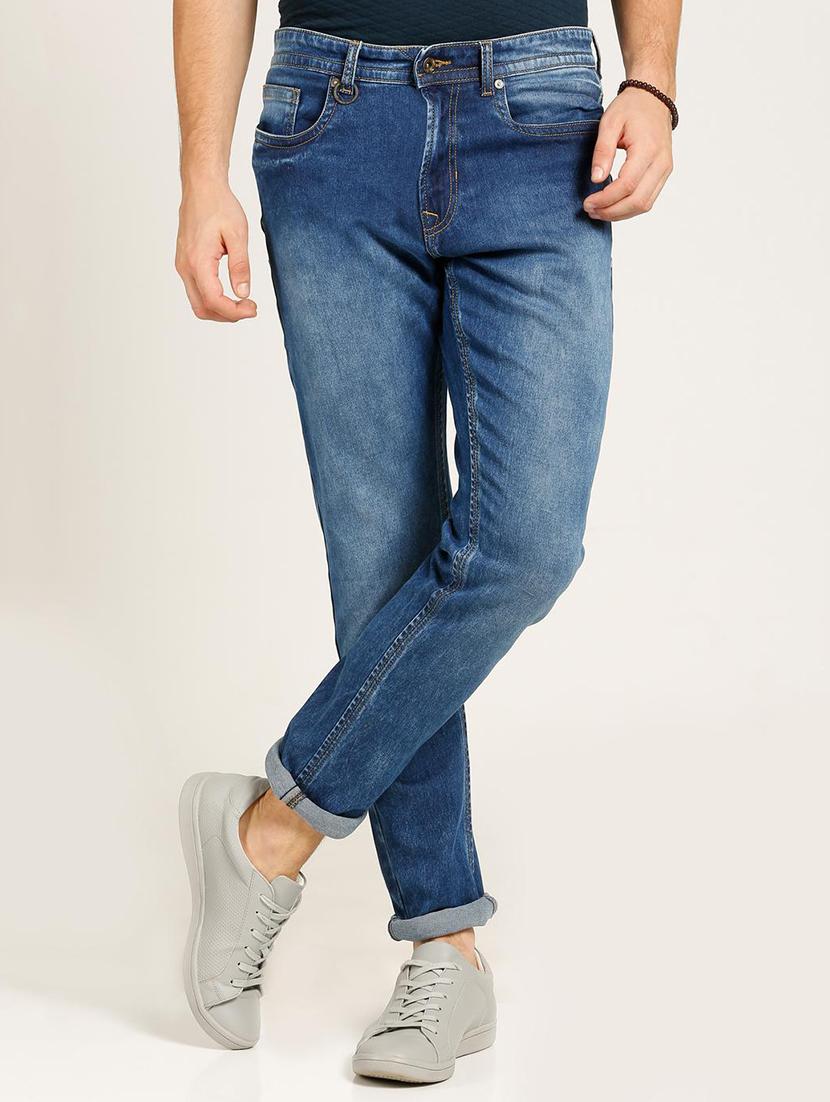 blue cotton blend washed jeans - 15728263 - Zoom Image - 1