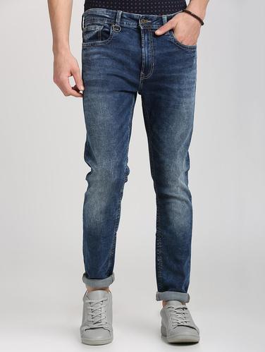 blue cotton blend washed jeans - 15728271 - Very Small Image - 1