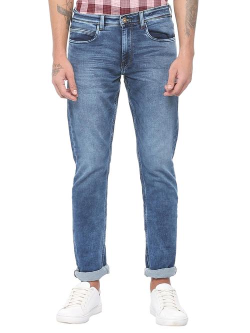 blue cotton blend washed jeans - 15728273 - Standard Image - 1