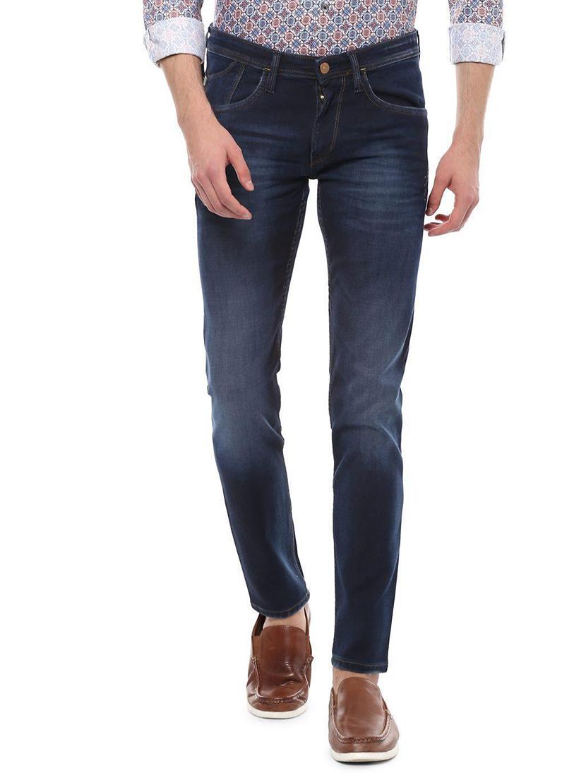 blue cotton blend washed jeans - 15728277 - Zoom Image - 1