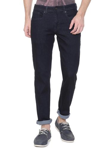 navy blue cotton blend plain jeans - 15728281 - Very Small Image - 1