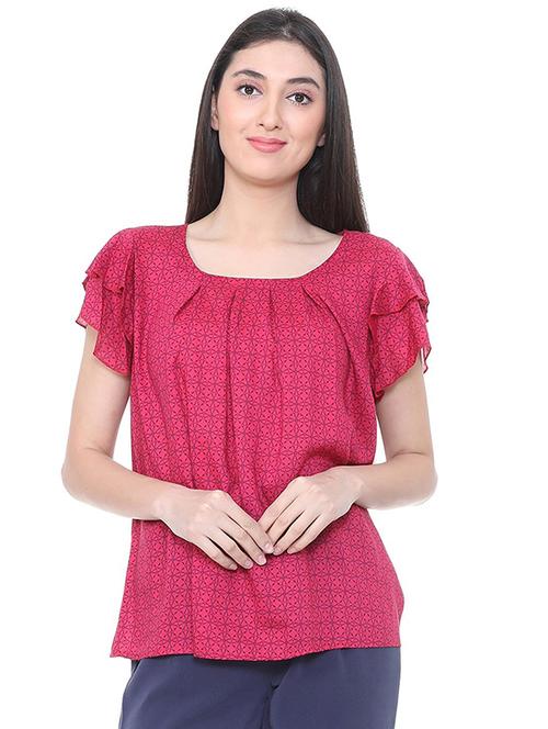 layered sleeve pleated top - 15728392 - Standard Image - 1