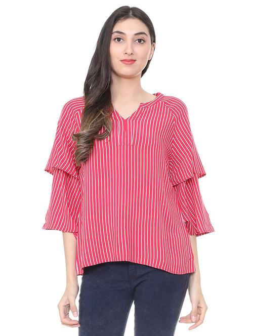 layered sleeved striped boxy top - 15728394 - Standard Image - 1
