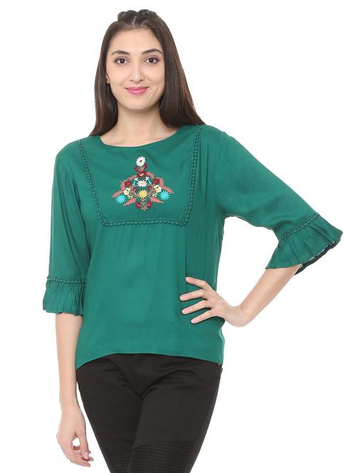 lace trim embroidered top - 15728409 - Standard Image - 1