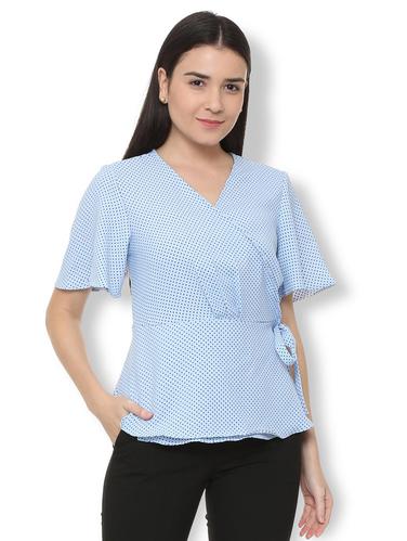 surplice neck knot detail top - 15728420 - Very Small Image - 1