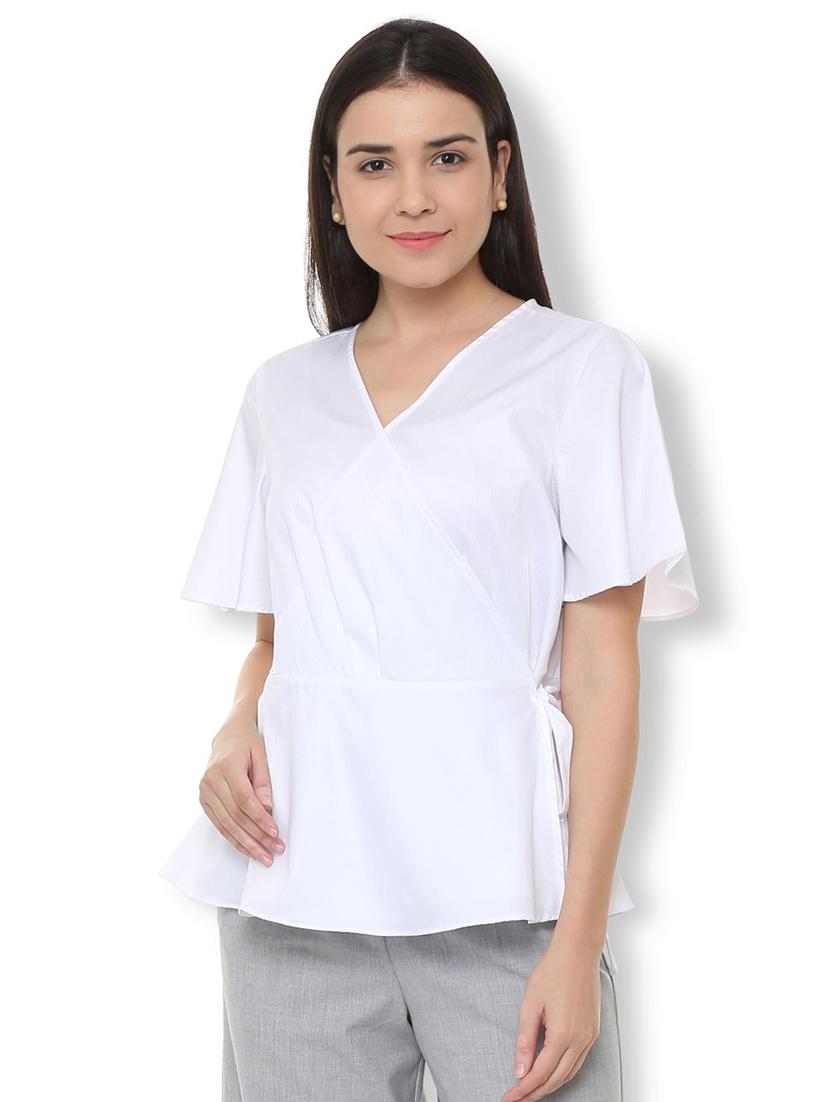 surplice neck knot detail top - 15728423 - Zoom Image - 1