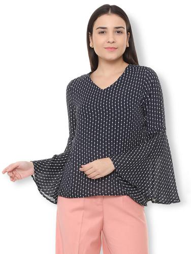 keyhole back bell sleeved top - 15728424 - Very Small Image - 1