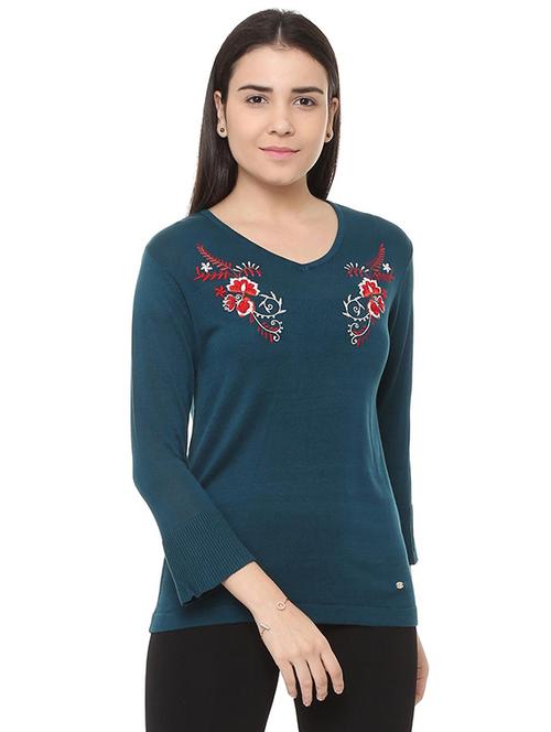 floral embroidered knitted top - 15728428 - Standard Image - 1