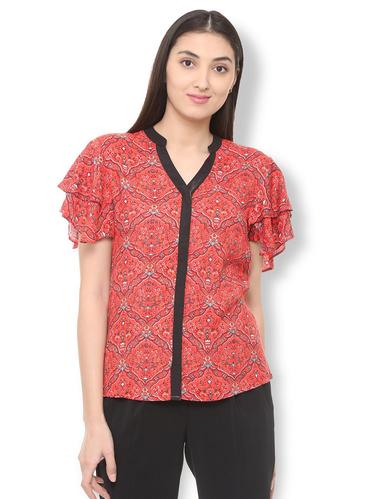 binding detail flutter sleeved top - 15728432 - Very Small Image - 1
