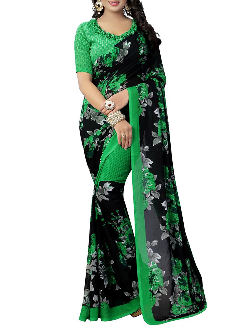 floral printed saree with blouse - 15728444 - Zoom Image - 1
