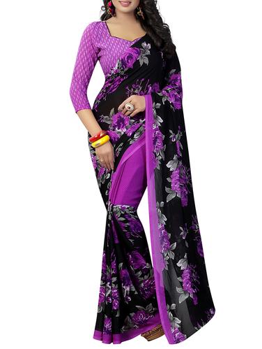 floral printed saree with blouse - 15728445 - Very Small Image - 1