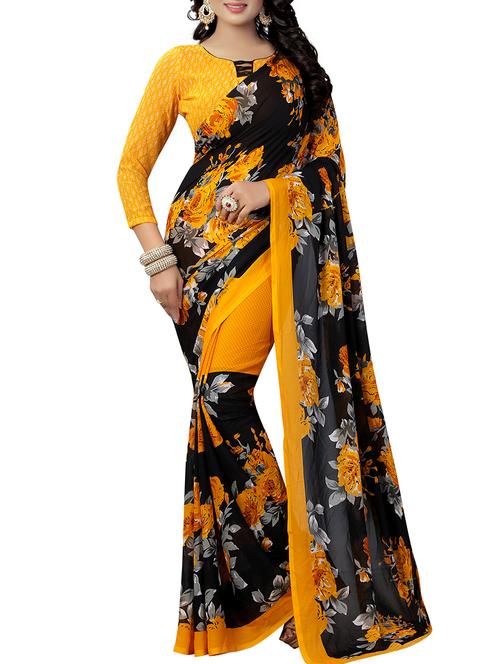 floral printed saree with blouse - 15728446 - Standard Image - 1