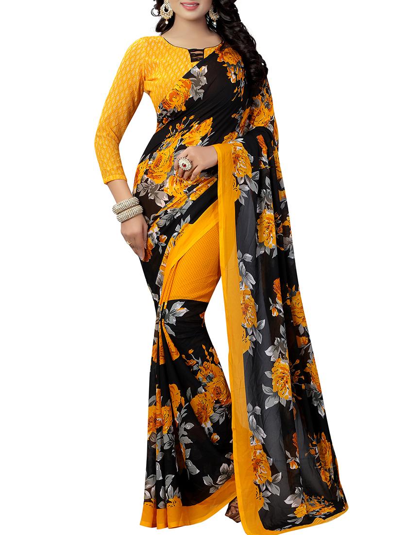 floral printed saree with blouse - 15728446 - Zoom Image - 1