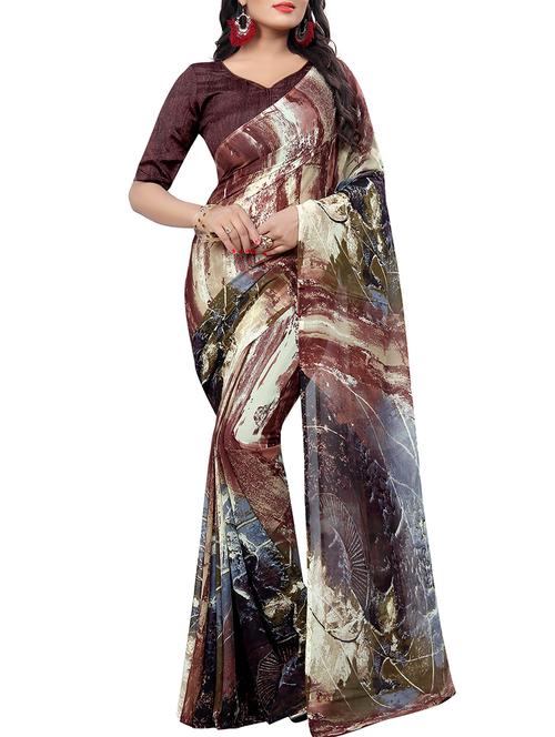 abstract printed saree with blouse - 15728451 - Standard Image - 1
