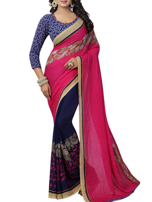 floral half & half saree with blouse - 15728454 - Standard Image - 1