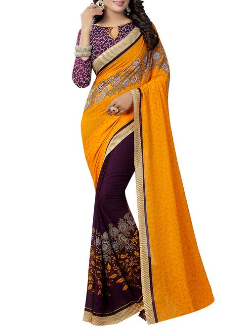 floral half & half saree with blouse - 15728455 - Standard Image - 1