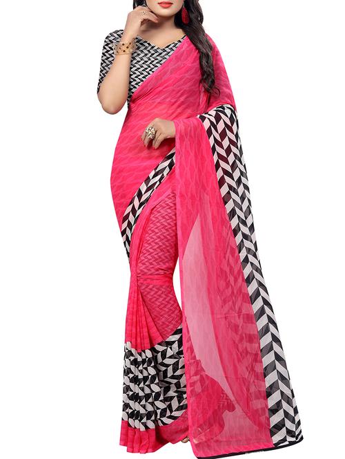 chevron printed saree with blouse - 15728456 - Standard Image - 1